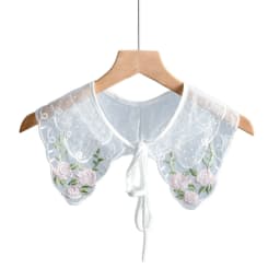 Royal Style Cotton Fake Collar Shawl Wrap Hollow Out Floral Lace Ruffled Trim Necklace Pointed Lapel Blouse Dropshipping