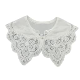 Royal Style Cotton Fake Collar Shawl Wrap Hollow Out Floral Lace Ruffled Trim Necklace Pointed Lapel Blouse Dropshipping