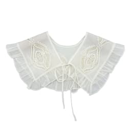 Royal Style Cotton Fake Collar Shawl Wrap Hollow Out Floral Lace Ruffled Trim Necklace Pointed Lapel Blouse Dropshipping