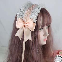 Cosplay Anime Lolita Kawaii Cat Ears Lace Bow Headband KC Hair Band Anime Cute Girl Maid Headdress Hair Accessories Head Wrap