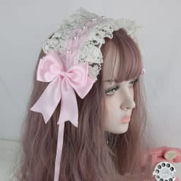 Cosplay Anime Lolita Kawaii Cat Ears Lace Bow Headband KC Hair Band Anime Cute Girl Maid Headdress Hair Accessories Head Wrap