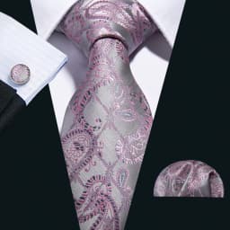 Red Print Men Tie Set Silk Jacquard Floral Wedding Business Necktie Handkerchief Cufflinks 30 Colours Luxury Gift Barry.Wang