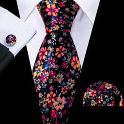 Red Print Men Tie Set Silk Jacquard Floral Wedding Business Necktie Handkerchief Cufflinks 30 Colours Luxury Gift Barry.Wang