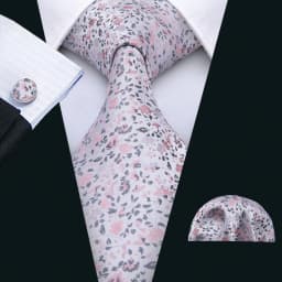 Red Print Men Tie Set Silk Jacquard Floral Wedding Business Necktie Handkerchief Cufflinks 30 Colours Luxury Gift Barry.Wang