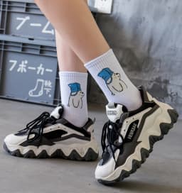 Ins New Autumn Cartoon Bear Panda Rabbit Cactus White Sports Women Soft Cotton Cute Winter Socks Kawaii Hipster Street Graffiti
