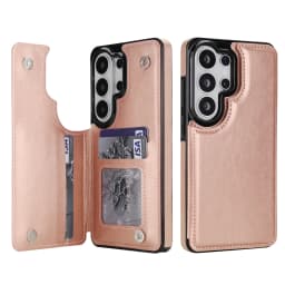 Wallet Double Button Flip Leather Case For Samsung Galaxy S26 Ultra S25 Edge S24 FE S23 A15 A16 A17 A26 A35 A36 A53 A54 A55 A56