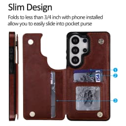 Wallet Double Button Flip Leather Case For Samsung Galaxy S26 Ultra S25 Edge S24 FE S23 A15 A16 A17 A26 A35 A36 A53 A54 A55 A56