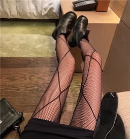 Japanese Style Women's Tights Summer Nylon Print Stocking Sexy Lingerie Gothic Hosiery Seamless Fishnet Mesh Pantyhose High Sock