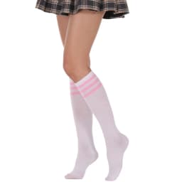 Women's Knee High Socks Streewear Harajuku Cheerleaders Black White Three-Line Striped Letter Fashion Dress Sock