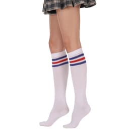 Women's Knee High Socks Streewear Harajuku Cheerleaders Black White Three-Line Striped Letter Fashion Dress Sock