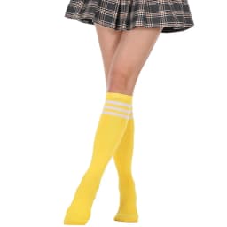 Women's Knee High Socks Streewear Harajuku Cheerleaders Black White Three-Line Striped Letter Fashion Dress Sock