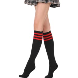 Women's Knee High Socks Streewear Harajuku Cheerleaders Black White Three-Line Striped Letter Fashion Dress Sock