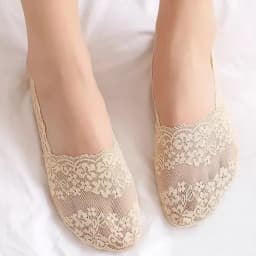1/2 Pairs Women Lace Cotton Invisible No Show Socks Non-slip Summer Solid Color Short Socks Fashion Ankle Thin Slipper Socks
