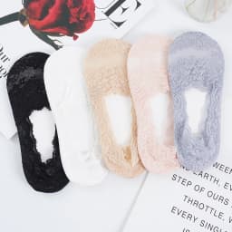1/2 Pairs Women Lace Cotton Invisible No Show Socks Non-slip Summer Solid Color Short Socks Fashion Ankle Thin Slipper Socks
