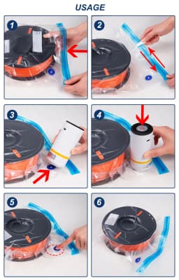 3D Printer PLA ABS TPU PETG 1kg Filament Vacuum Storage Bags Keep Material Dry Avoid Moisture Consumable Safekeep Filament Bag