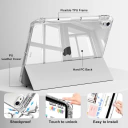 Case for iPad 5 6 7 8 9 10 11 Air 1 2 3 4 5 6 7 Mini 6 7 PC Matte Clear Transparent Acrylic Back Shell Auto Wake/Sleep