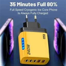 5 Port GaN Fast Charger Type C PD QC 3.0 USB Phone Charger Adapter For iPhone Samsung Xiaomi Huawei Laptop Tablet Fast Charging