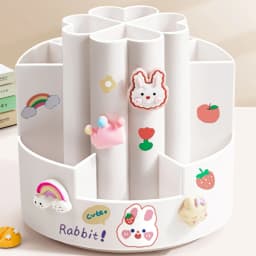 Rotating Pen Holder Desk Organizers Large Capacity Pen Storage Box Cosmetic Brush Organization Box Study Dormitory Accessories