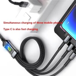3 in 1 100W USB A Cable Fast Charging Micro USB Data Cord Phone Charger Quick Charge Cable For iPhone Samsung Xiaomi Huawei
