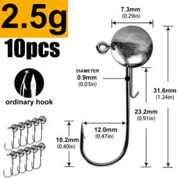 1g 2g 3g 4g -20g All Size Fishing Jig Head Hook for Worm Soft Lure Bait, Round Head Crank Jigging Fishing Hooks
