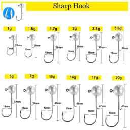1g 2g 3g 4g -20g All Size Fishing Jig Head Hook for Worm Soft Lure Bait, Round Head Crank Jigging Fishing Hooks