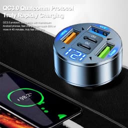 250W 5 Ports Car Charger Fast Charging PD QC3.0 USB C Car Phone Charger Adapter With Voltage For iPhone Samsung Huawei Xiaomi