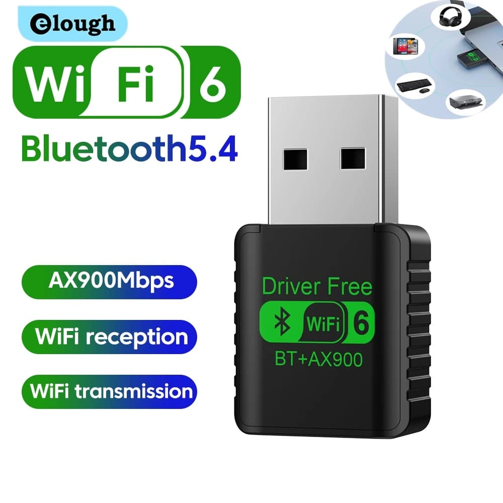 WiFi 6 AX900 Bluetooth 5.4 WiFi USB Adapter Wireless Network Card 2.4G&5GHz Wi-Fi Antenna For PC Driver Free USB WiFi Receiver