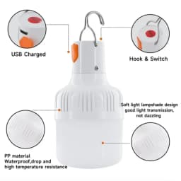 1PC Outdoor USB Rechargeable LED Lamp Bulbs 60W Emergency Light Hook Up Camping Fishing Portable Lantern Night Lights LT014