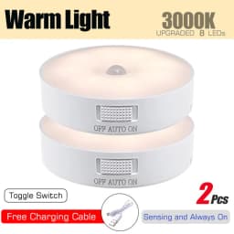 Motion Sensor Light USB Rechargeable Night Light LED Lamp for Kitchen Bedroom Stairs Hallway Cabinet Closet Wardrobe Nightlight