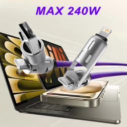 4-IN-1 240W USB Type C To USB C Cable PD Fast Charger Wire For iPhone 16 Pro Max 15 iPad Xiaomi Samsung Tablet 1M Data Cord