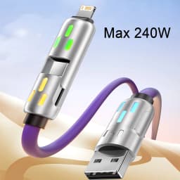 4-IN-1 240W USB Type C To USB C Cable PD Fast Charger Wire For iPhone 16 Pro Max 15 iPad Xiaomi Samsung Tablet 1M Data Cord