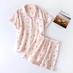 2026 Summer Ladies Short-sleeved Shorts Pajamas Set 100% Cotton Crepe Cloth Thin Home Service Two-piece Spring And Autumn Loose