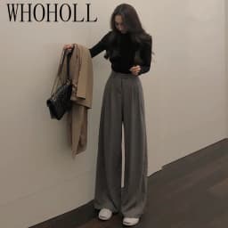 2022 Spring Suit Pants Female Solid Wide Leg Pants Women Full Length Pants Ladies High Quality Simple Casual Straight Pants