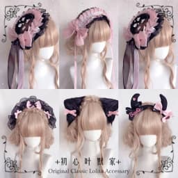 Lolita accessories headwear black pink girl headband hair accessories French flat hat sweet cute Japanese anime accessories