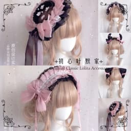 Lolita accessories headwear black pink girl headband hair accessories French flat hat sweet cute Japanese anime accessories