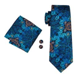 Hi-Tie Peacock Blue Novelty Design Wedding Tie For Men Hanky Cufflinks Gift Mens Necktie Set Business Party Dropshipping