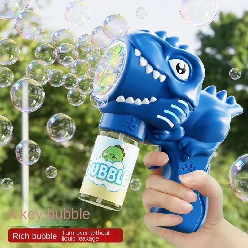 6-hole Dinosaur Bubble Machine Electric Bubble Gun with Light Fully Automatic Bubble Gun Automatic Soap Blower Outdoor Game Toy