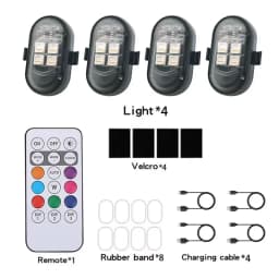 Wireless Light Aircraft Airplane Helicopter Warning Lights RGB Led Strobe Lights Motorcycle Lights LED Flash with USB Charging