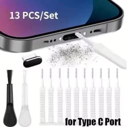 Cell Phone Charging Port Dust Plug with Cleaning Brush for IPhone 15 14 13 16Pro Max Plus Samsung Xiaomi IOS Type C Cleaner Set