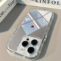 Minimalist Red Heart Pattern Phone Case For iPhone 17 16 15 14 13 12 11 Pro Max 17 Air X XR XS 7 8 Plus Back Mirror Soft Cover