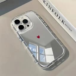 Minimalist Red Heart Pattern Phone Case For iPhone 17 16 15 14 13 12 11 Pro Max 17 Air X XR XS 7 8 Plus Back Mirror Soft Cover