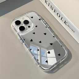 Minimalist Red Heart Pattern Phone Case For iPhone 17 16 15 14 13 12 11 Pro Max 17 Air X XR XS 7 8 Plus Back Mirror Soft Cover
