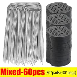 U-type Garden Staples with Pads Metal Fence Tubing Stakes Galvanized Landscape Spikes for Holding Lawns Barrier Ground Nails