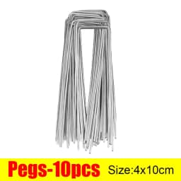 U-type Garden Staples with Pads Metal Fence Tubing Stakes Galvanized Landscape Spikes for Holding Lawns Barrier Ground Nails