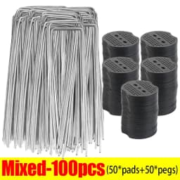 U-type Garden Staples with Pads Metal Fence Tubing Stakes Galvanized Landscape Spikes for Holding Lawns Barrier Ground Nails
