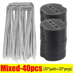 U-type Garden Staples with Pads Metal Fence Tubing Stakes Galvanized Landscape Spikes for Holding Lawns Barrier Ground Nails