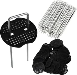 U-type Garden Staples with Pads Metal Fence Tubing Stakes Galvanized Landscape Spikes for Holding Lawns Barrier Ground Nails