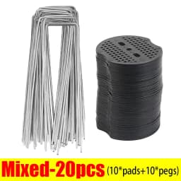 U-type Garden Staples with Pads Metal Fence Tubing Stakes Galvanized Landscape Spikes for Holding Lawns Barrier Ground Nails