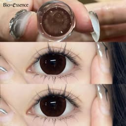 Bio-essense 1 Pair Big Eyes Black Lenses Korean Natural Lenses Yearly Color Contact Lenses Eyes with Gray Beautiful Pupil Lentes