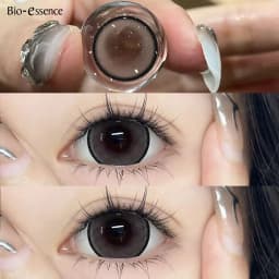 Bio-essense 1 Pair Big Eyes Black Lenses Korean Natural Lenses Yearly Color Contact Lenses Eyes with Gray Beautiful Pupil Lentes